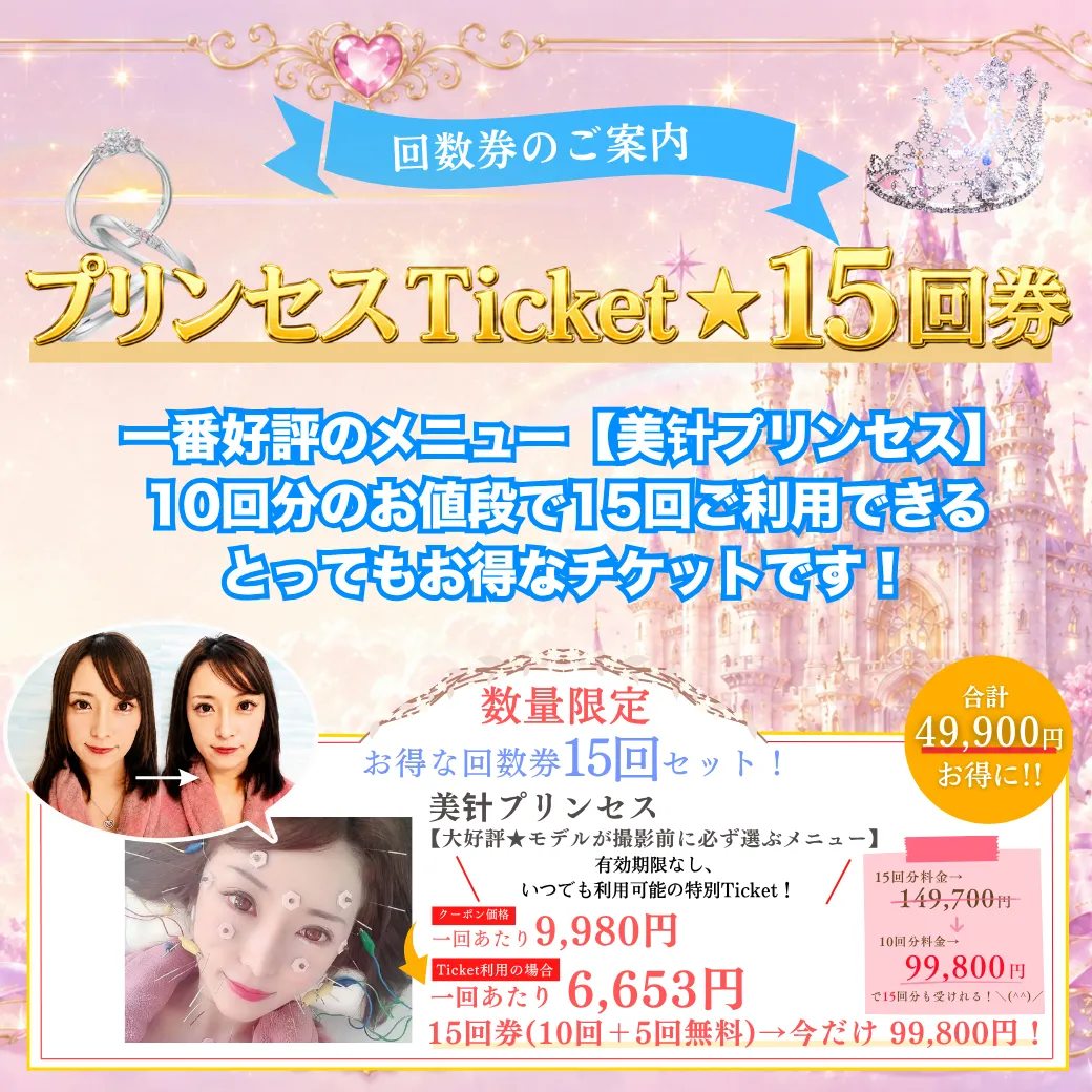 プリンセスTicket 15回券。美针プリンセスをお得に利用できる回数券の案内