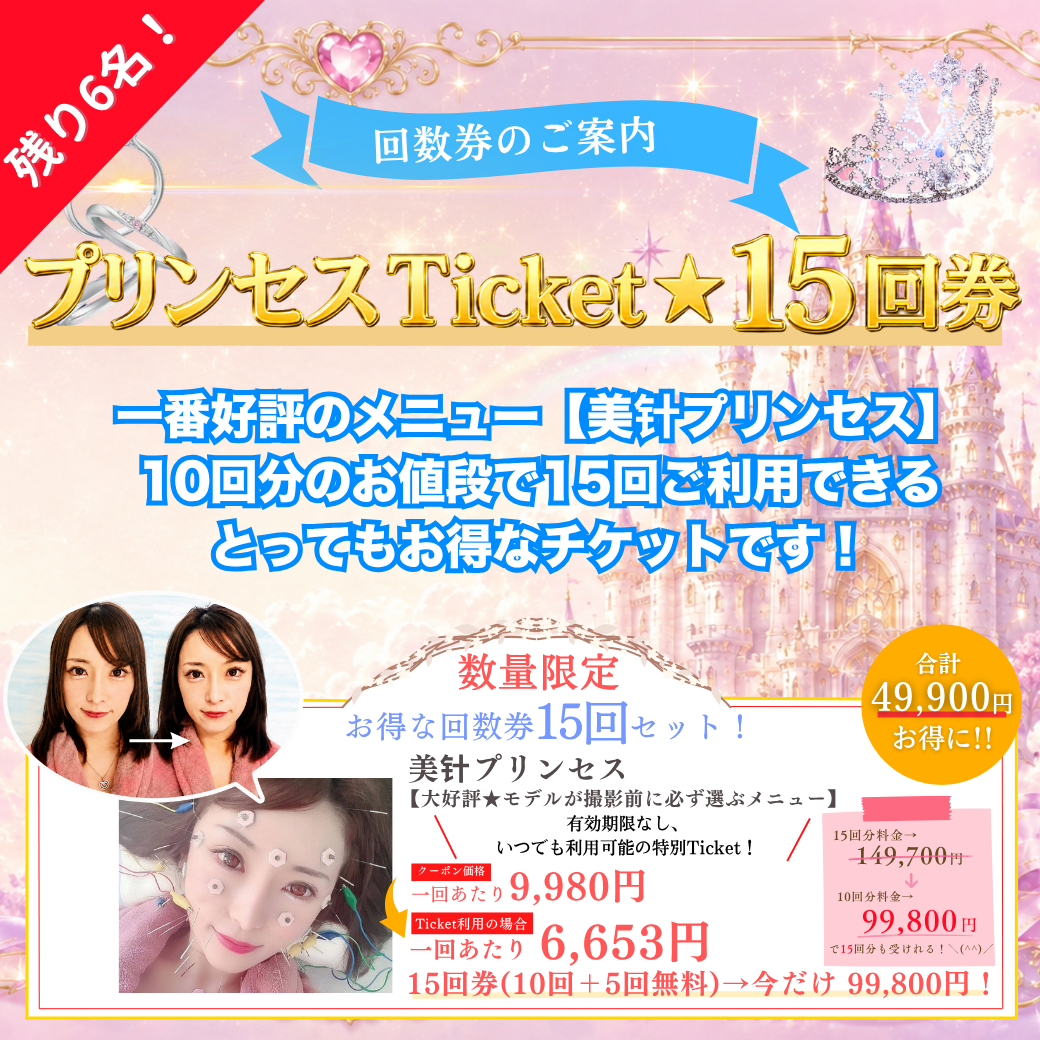 プリンセスTicket残り6名のお知らせ